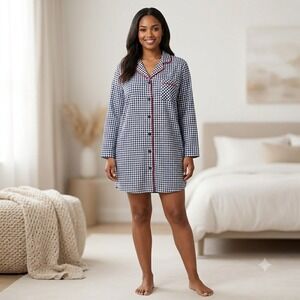 Charter Club Intimates Cotton Flannel Sleepshirt Nightgown Gingham Check XXL